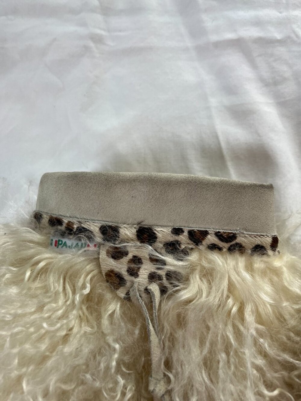 Pajar Italian Leather Suede White Fur Cheetah Print Boots - Picture 7 of 11